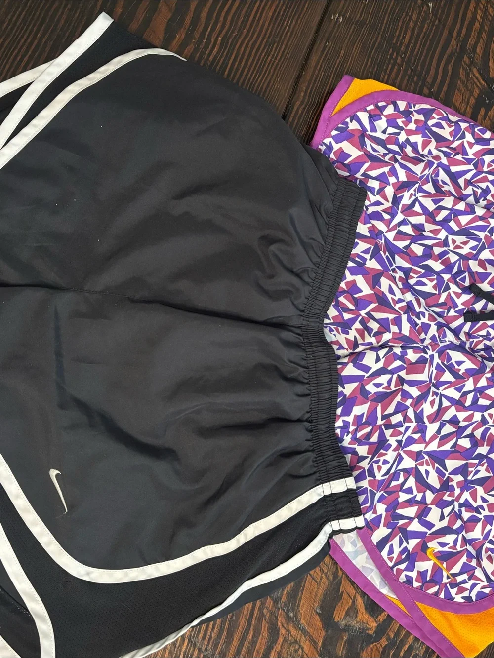 Nike Dri-FIT Athletic Shorts in Purple with Patterned Waistband
